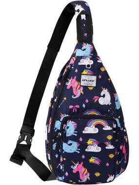 Women's Rainbow Unicorn Resistant Sling Backpack For Adjustable Crossbody Bag